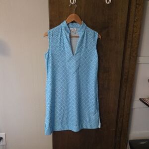 Jude Connally Blue Geometric Pattern Dress